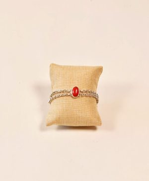 Coral Stone Double Bracelet